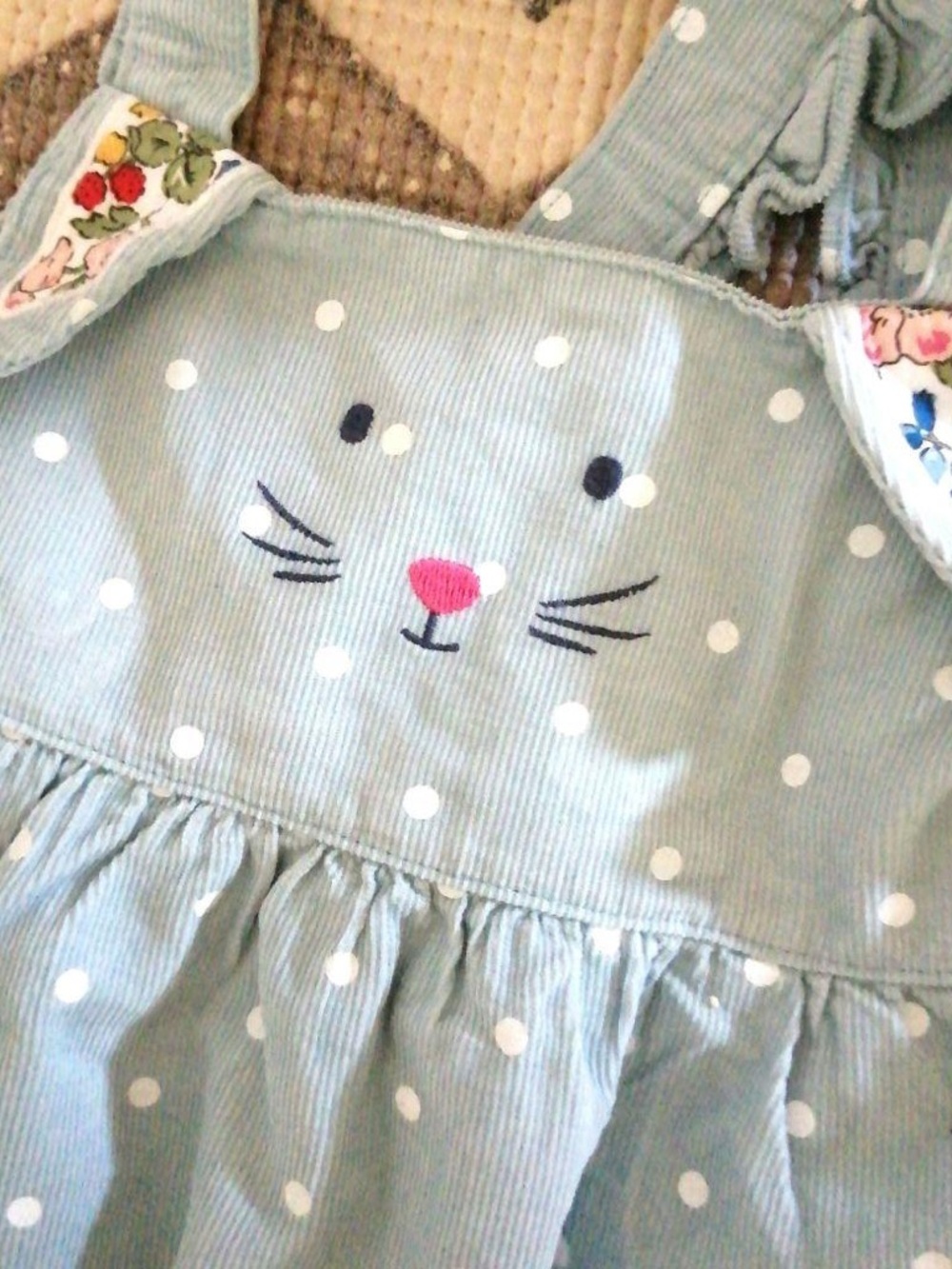 Mini Boden Polka Dot Bunny Corduroy Pinafore Dress 🐰